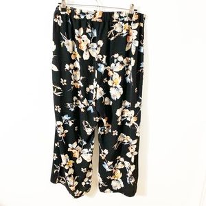 I Jeans by Buffalo Floral Pull On Wide Leg Pant Elastic Waist Slit Up Front Leg